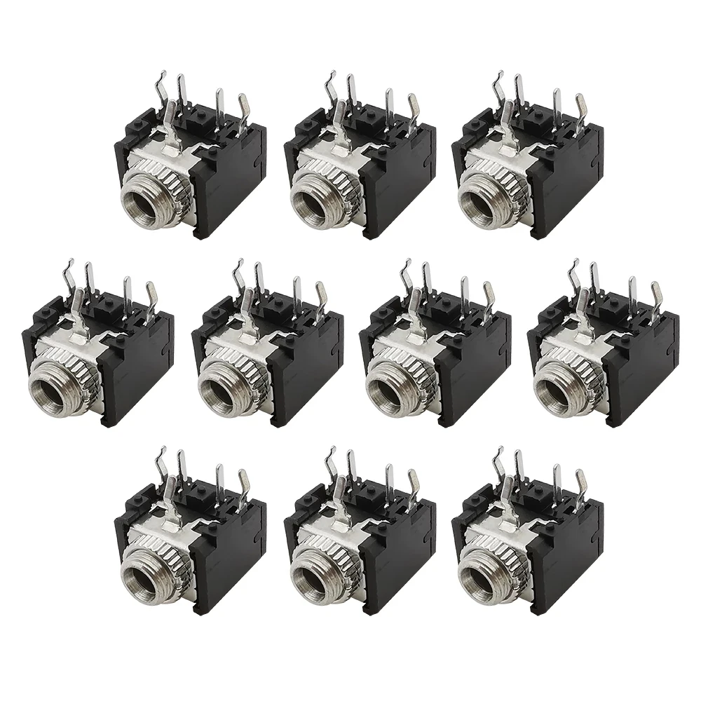 10Pcs PJ 306M 3.5 Female Socket Audio Connector PJ-306M 3.5mm 5 Pin DIP Stereo Headphone Jack With Nut