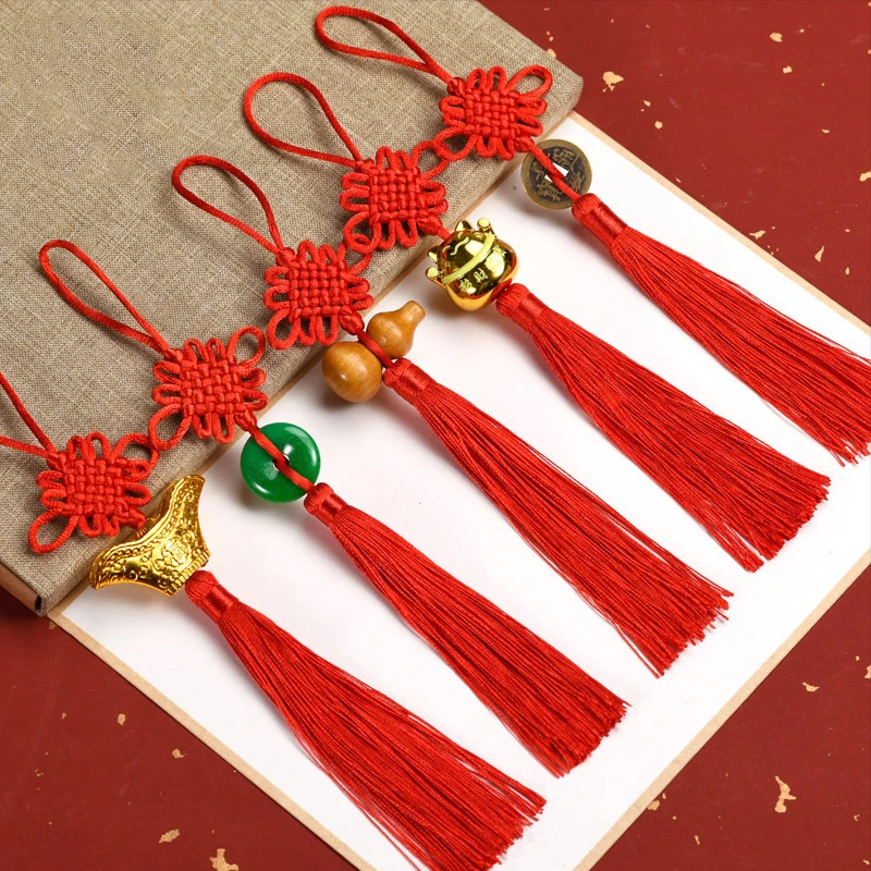 2023 Lunar New Year Decorations For Home Chinese Knot Pendant Hanging Ornaments Spring Festival Festive Red Tassel Ears Gift