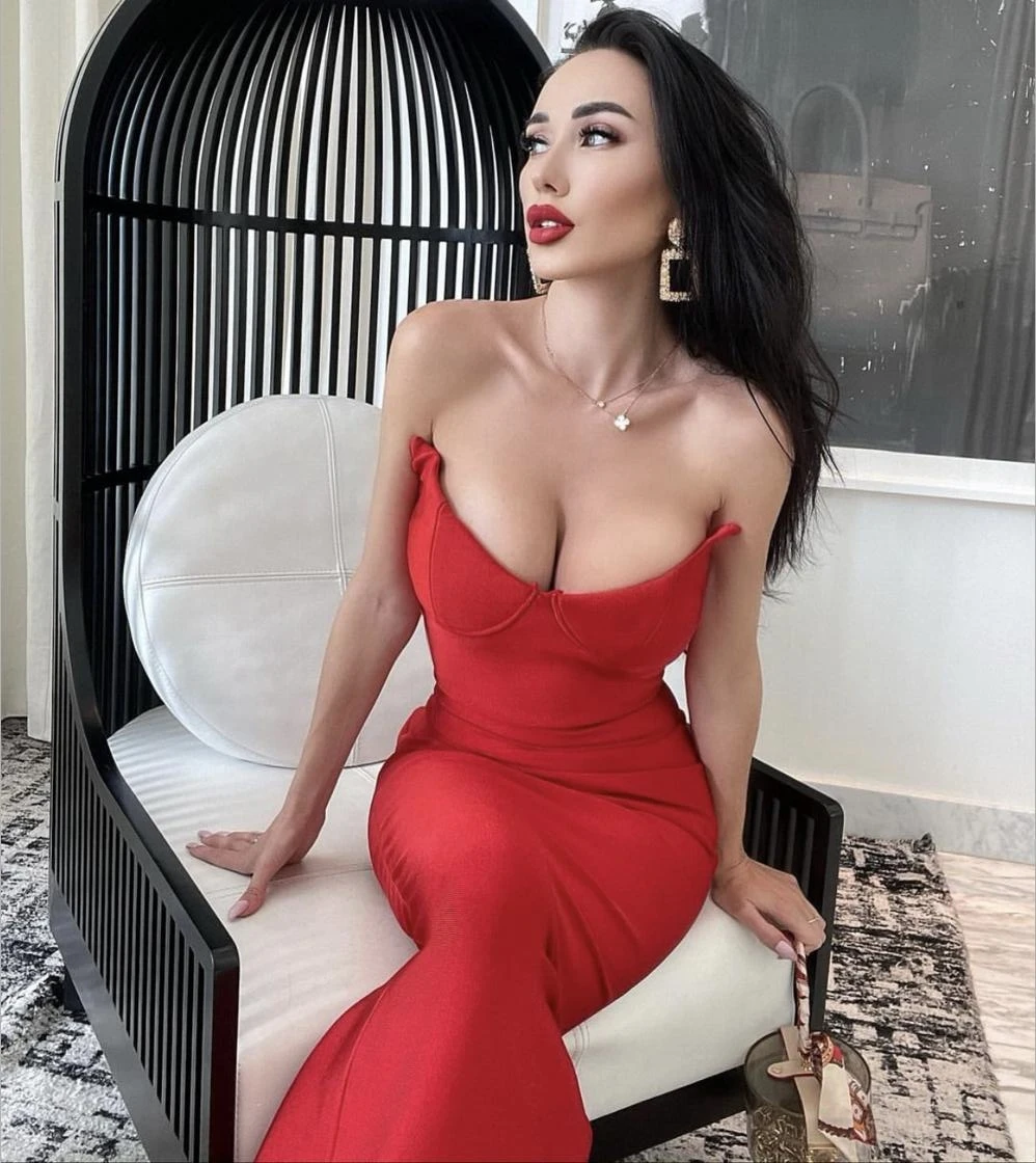 

Женское длинное платье без бретелек, красное, черное Бандажное платье, элегантное облегающее вечернее платье для клуба, выпускного вечера