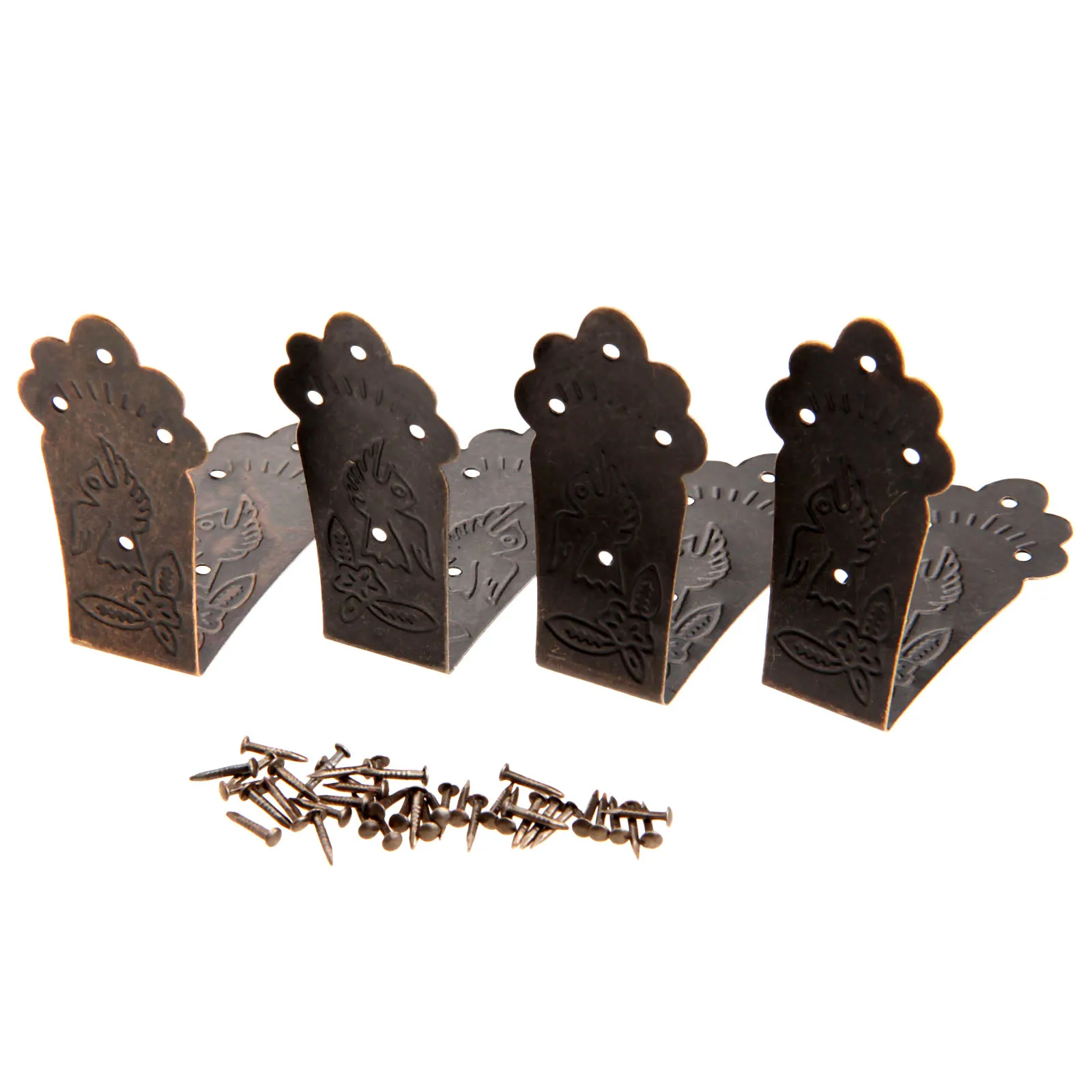 4Pcs Vintage Luggage Box Corner Protector Flower Corners Brackets Decorative Furniture Decoration Box Corner Furniture Fittings