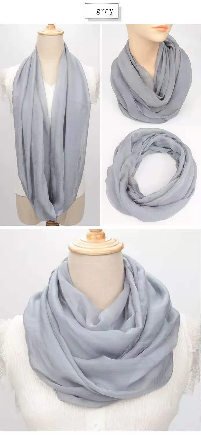 Spring Autumn Chiffon Hedging Bib Pure Color Wild Neck Scarf Women's Soft Light Breathable Decorative Beach Sunscreen Gauze D62