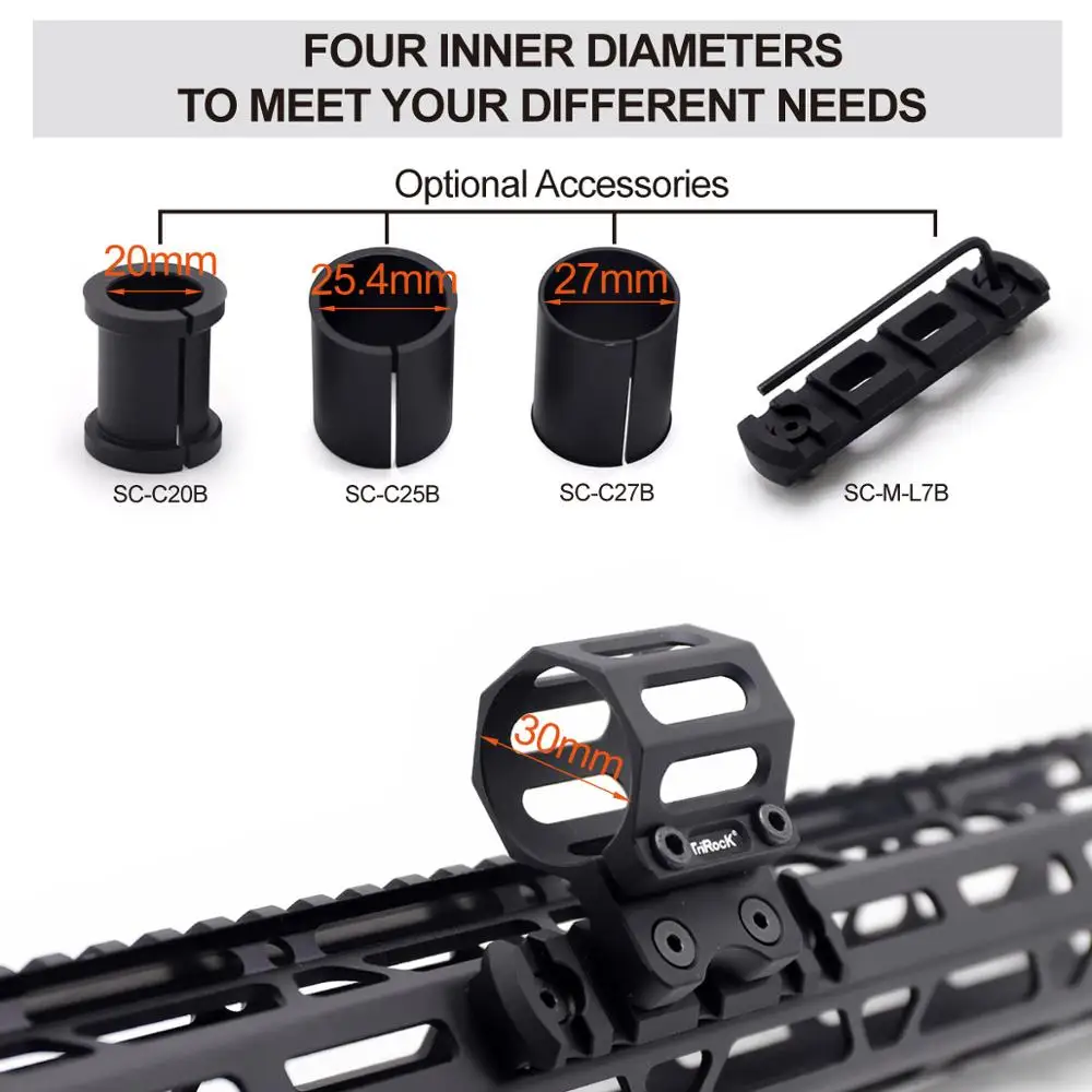 

TriRock 30mm Scope Ring Flashlight Clamp Clip Holder Adjustable Fit M-lok Rail Mount System Free Shippng