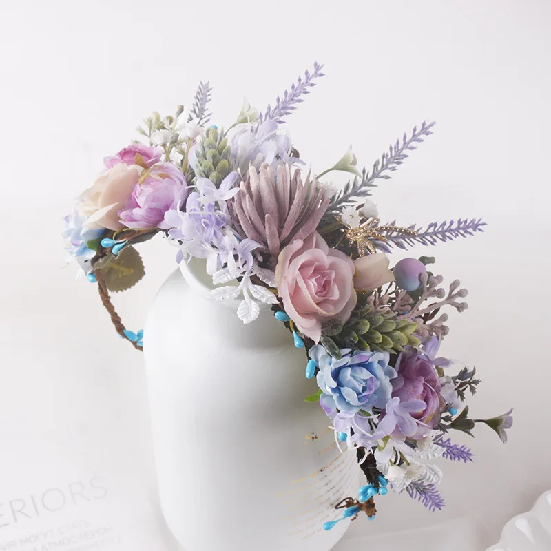 CC Flower Crowns Wedding Hair Accessories for Women Engagement Headdress Bridesmaids Hairwear 100% Handmade Wreath Corolla 8613