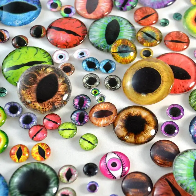 Glass Eyes Overstock Wholesale in Random Designs - Choose Size 6mm 8mm 10mm 16mm 25mm 30mm - Taxidermy or Jewelry Making