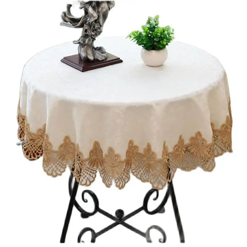 

Modern Lace Tablecloth Coffee Table Cover Dinning Birthday Party Round Tablecloth Placemat Gold Table Cloth toalha de mesa E3