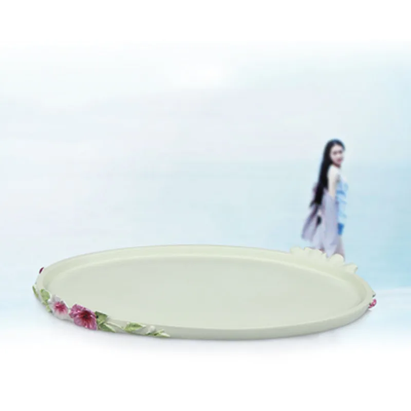 Thickened Resin Round Tray Bathroom Trays Candy Plante Coffee Table Storage Dish Bathroom Supplies Set