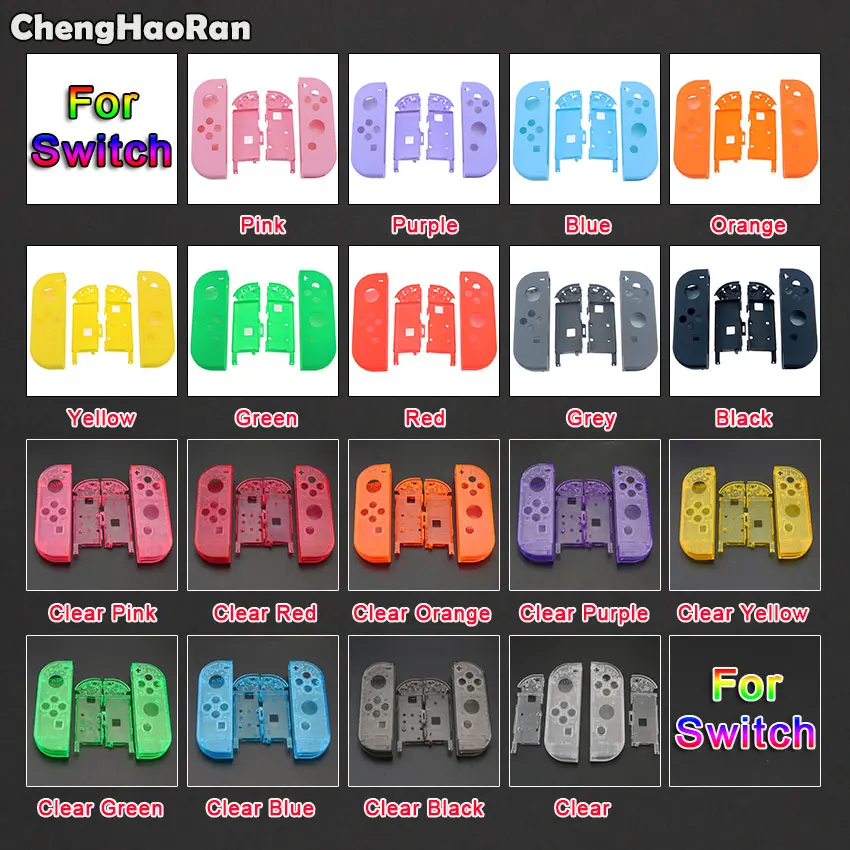 ChengHaoRan DIY Plastic R L Housing Shell Case Cover for Nintendo Switch NS NX Joy-Con Controller Transparent Right Left Shell