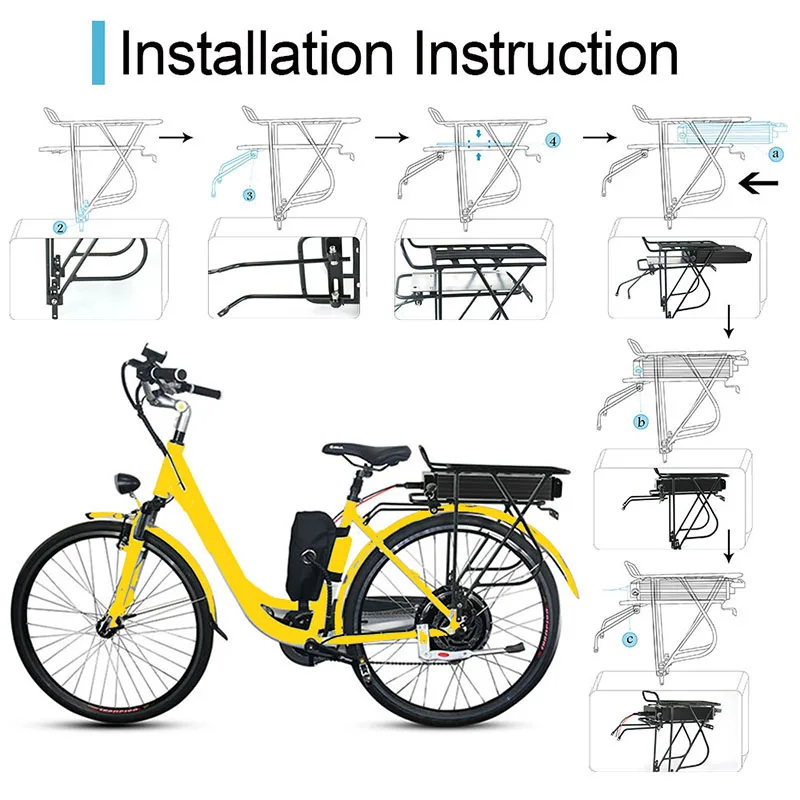 48V 21Ah Rear Rack Ebike Battery 48V 15AH 18AH Electric Bicycle Lithium 18650 Battery Pack for Bafang 1000W 750W 500W 350W Motor