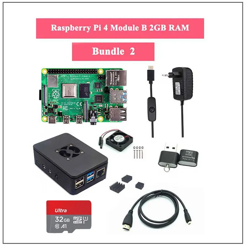 Raspberry Pi 4 Model B 2/4/8GB RAM + Case + Fan + Heat Sink +