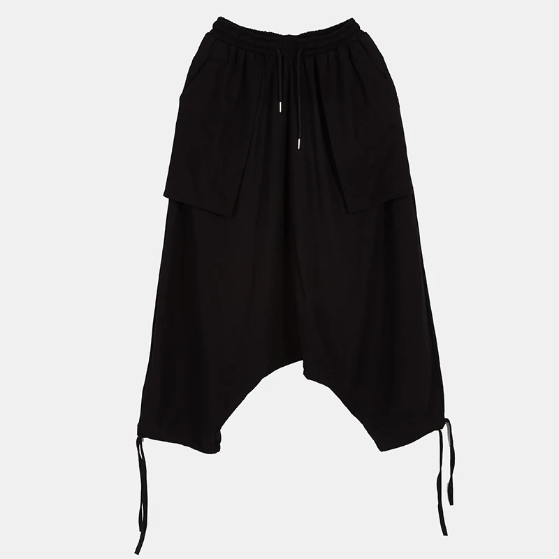 Mannen Negen Minuten Broek Lente/Zomer Mode Yamamoto Wind Dark Black Mannen Laag Kruis Baggy Broek Kleine Been broek