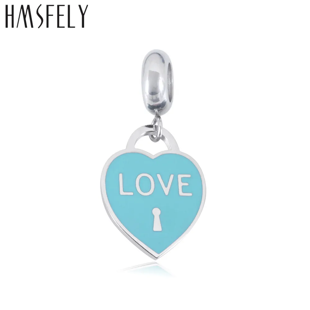 

HMSFELY 316L Stainless Steel Pink Blue Love Heart Pendant For DIY Charm Bracelets Necklace Jewelry Making Accessories Bracelet