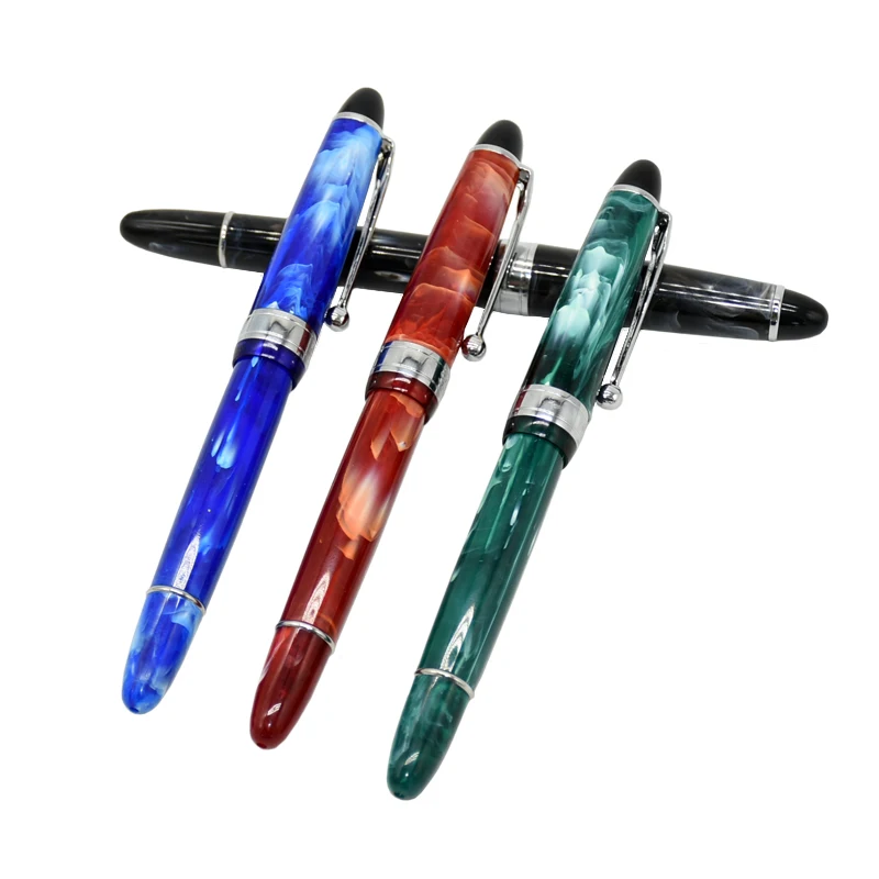 Cor Celuloid Fountain Pen, EF, F Padrão Nib Converter, Qualidade Resina Stylo, Redação Comercial Papelaria, Novo, 1Pc