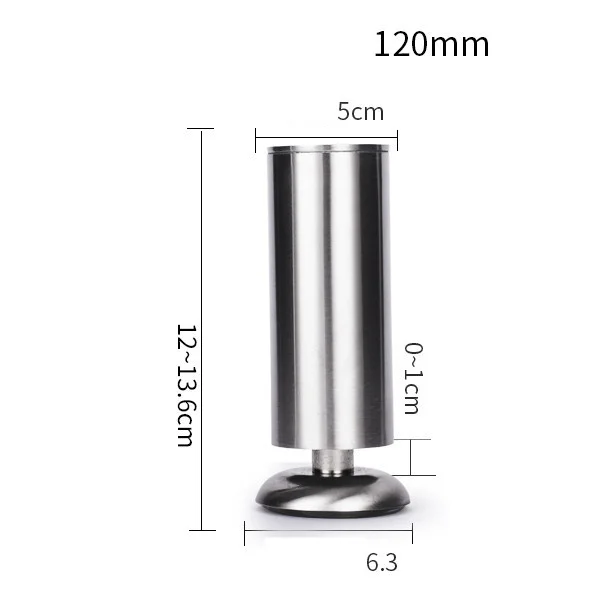 Patas de acero inoxidable para muebles, patas ajustables de 80-200mm de diámetro con goma, para mesa, sofá y cama, 4 piezas