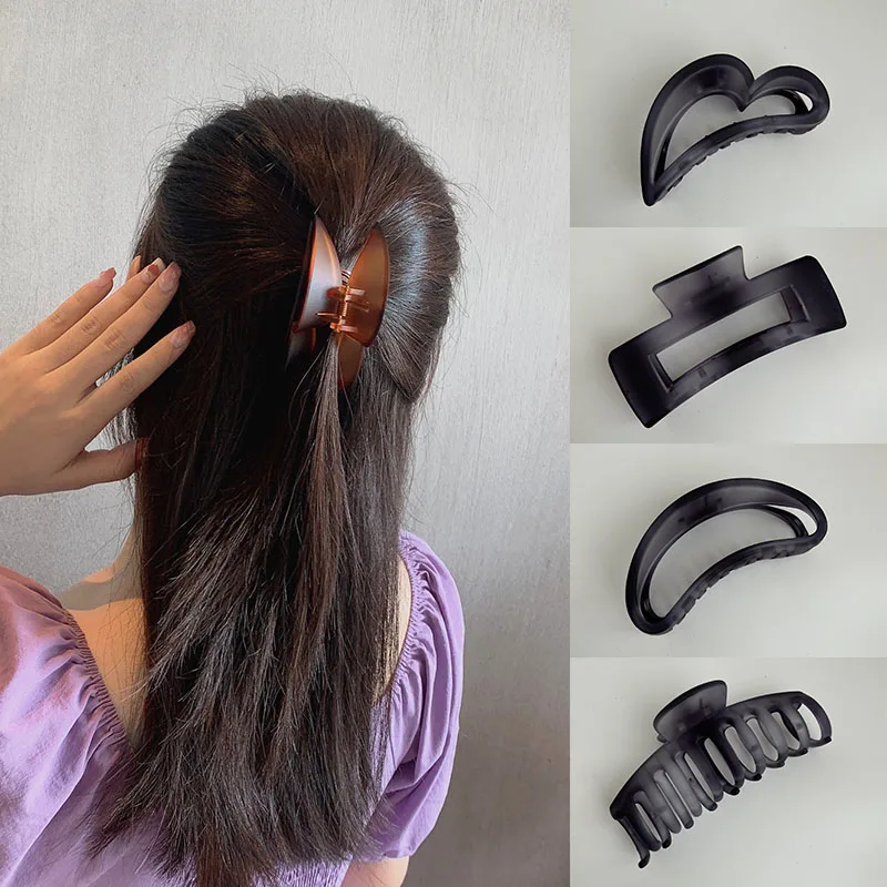 Fashion retro texture upgrade a variety of shapes big catch clip matte frosted gray hair catch hair clip simple hairaccessories