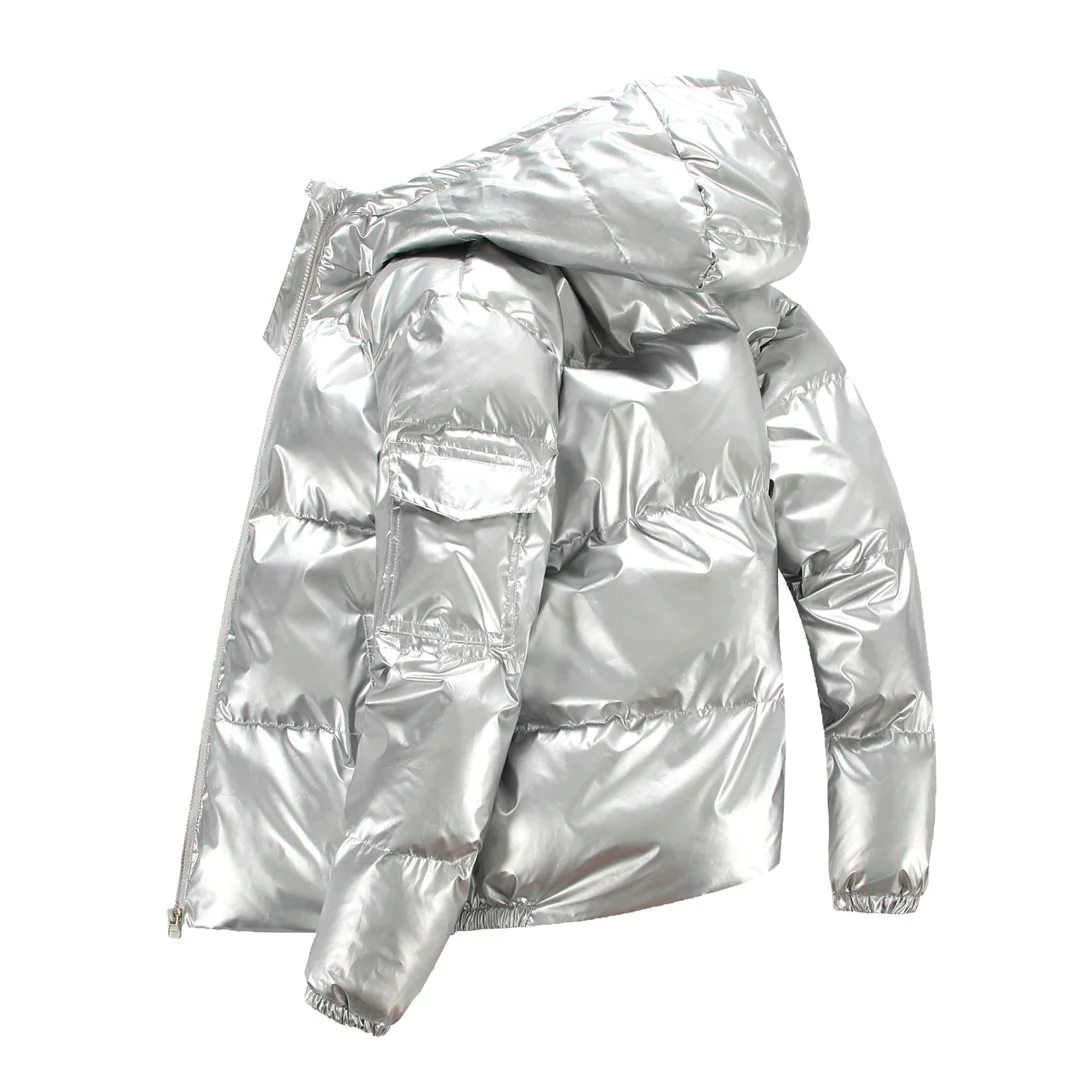 2024 Winter Jacket Men Parka Shiny Hooded Warm Coats Zipper Up High Quality Jackets Overcoat Thick Jackets Plus size