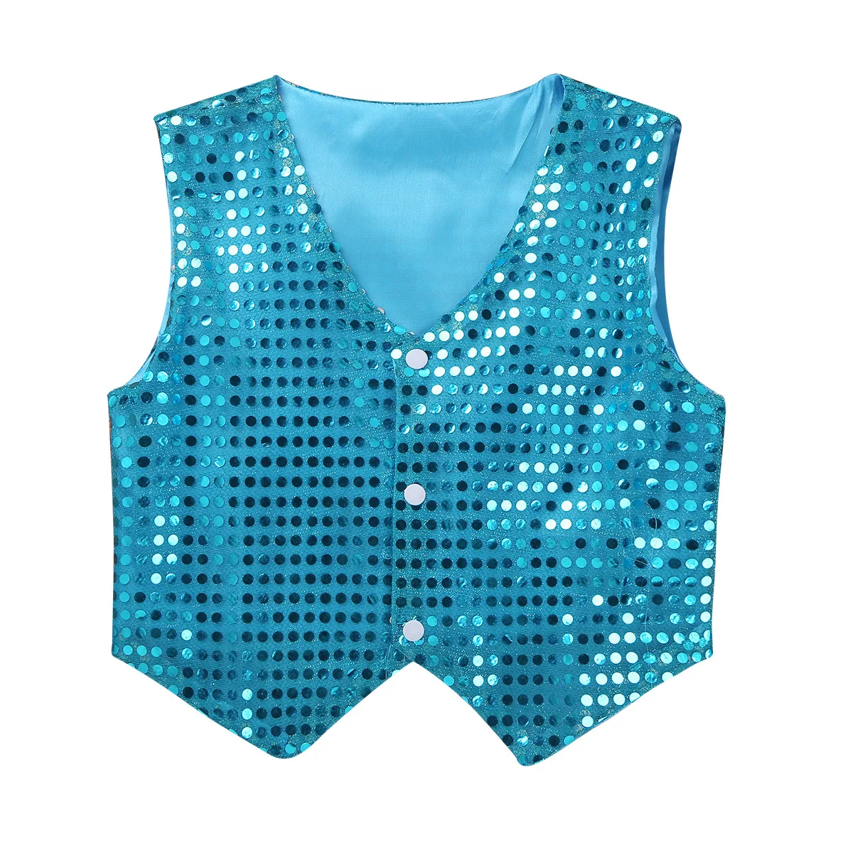 Kids Boys Girls Latin Jazz Hip Hop Dance Vest Waistcoat Shiny Sequins Disco Party Fancy Dress Up Choir Performance Costume 3-15Y