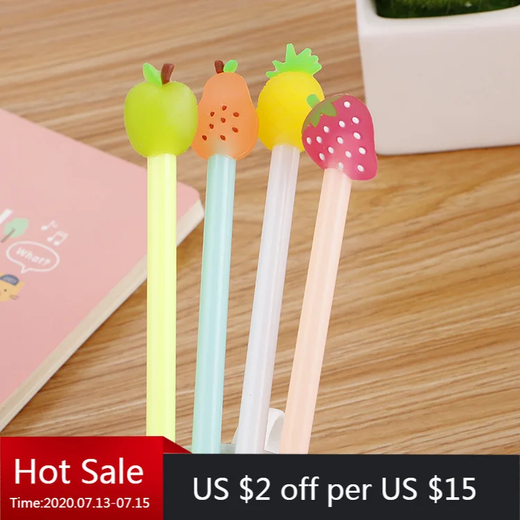 

40 Pcs Creative Three-dimensional Fruit Gel Pen Cute Little Pure and Fresh Fruit Water-based Learning Office Felt-tip Pens