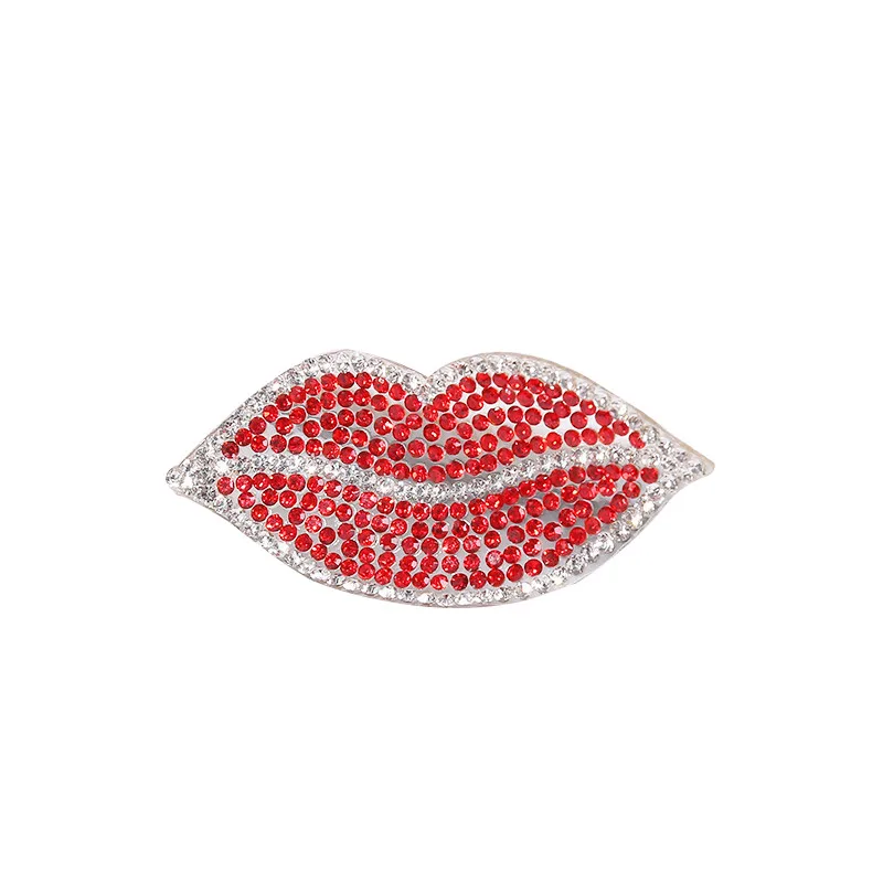 5pcs Small Size Rhinestones Red Lips Mouth Patches Iron on Clothing Vintage Applique Fashion Clothes Sticker Decoration Patch