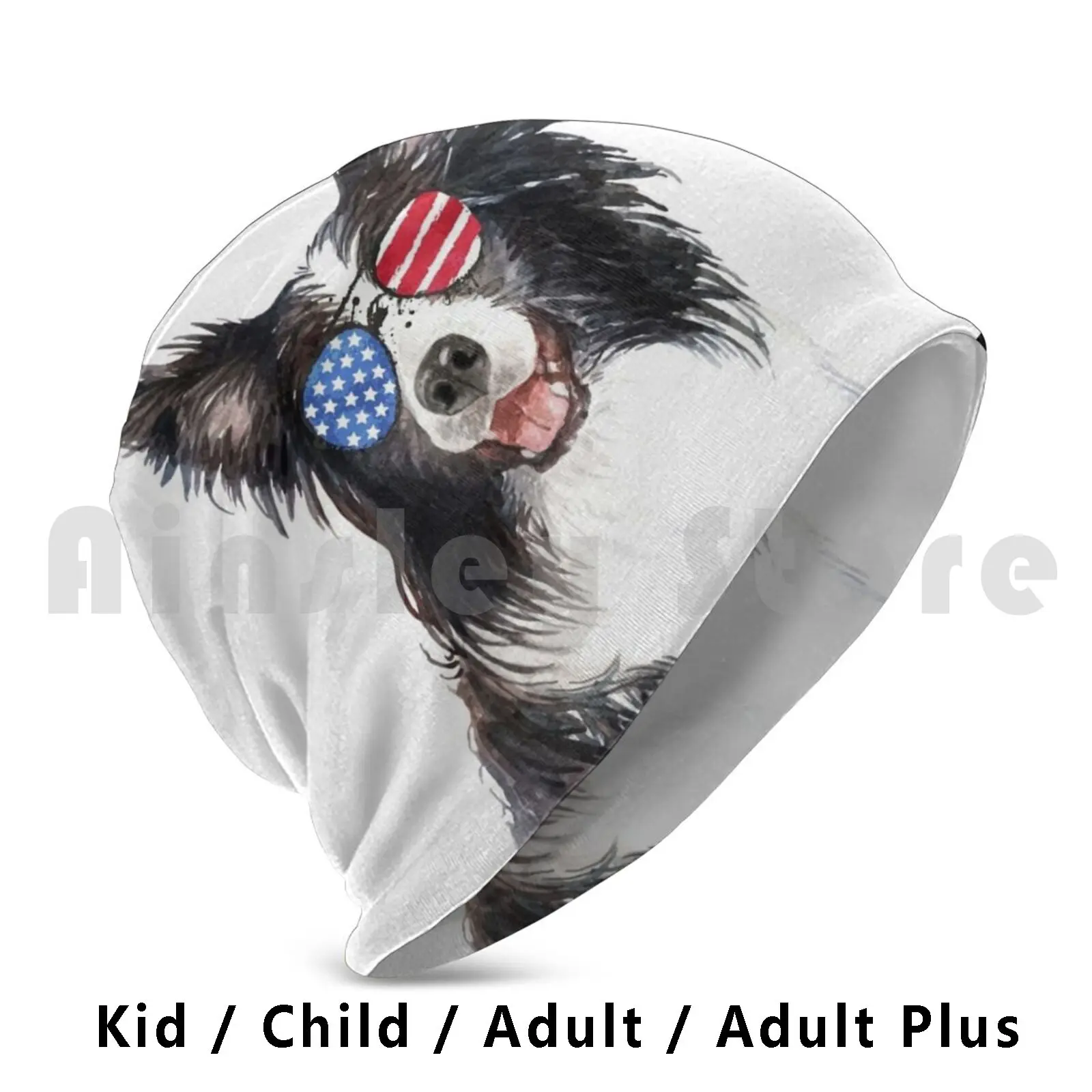 Patriotic Border Collie Beanies Knit Hat 36 Beanies Print 4th Of July Patriotic American Flag Sunglasses Patriotic