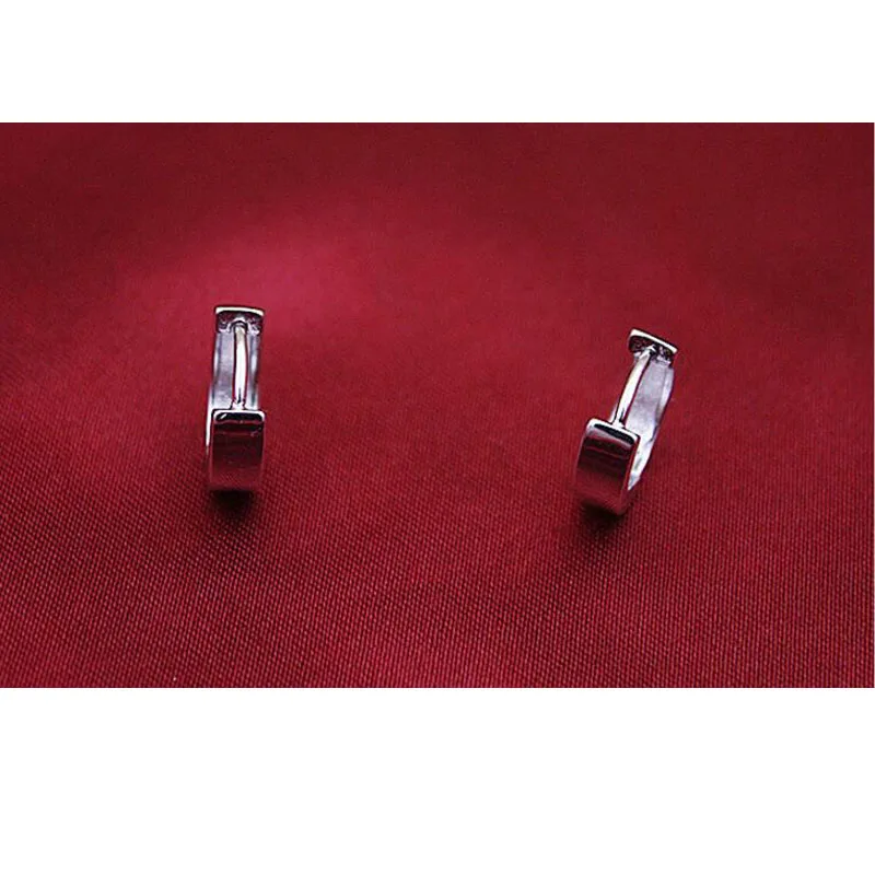 Pendientes de plata de ley 925 para hombre y mujer, aretes con superficie lisa, S-E15