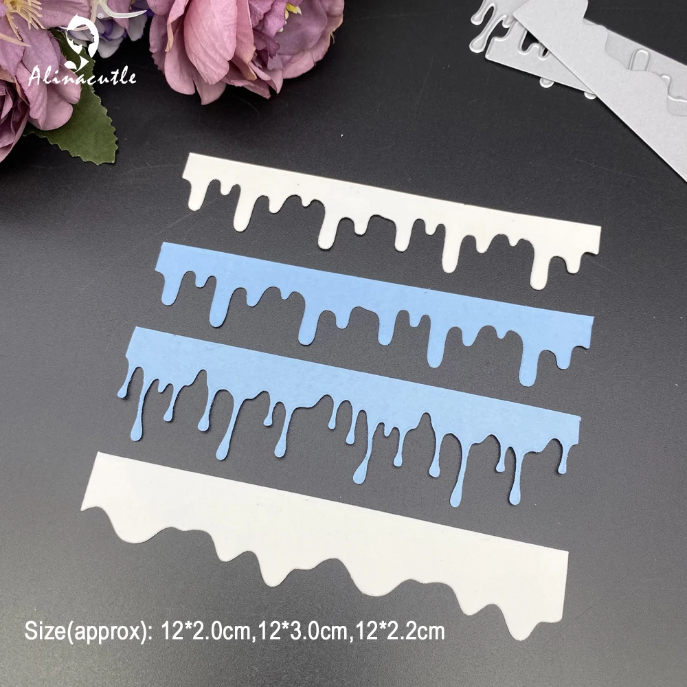 Alinacutle Metal Cutting Dies Cut 3pc Snow Ice Border Set Scrapbooking Paper Craft Handmade Album Card Punch Art Cutter