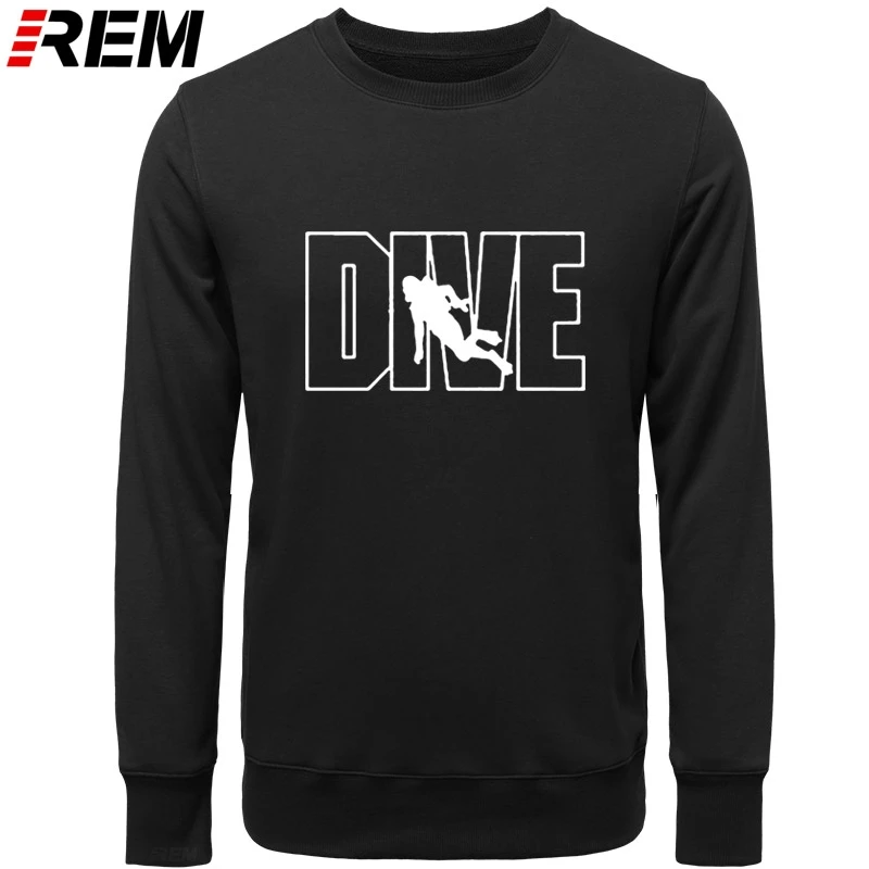 REM Diver Design Brand Man Clothes Top Fashion Dive AQUALUNG Print Men's Cotton Long Sleeve O-Neck Diving Hoodies, Sweatshirts