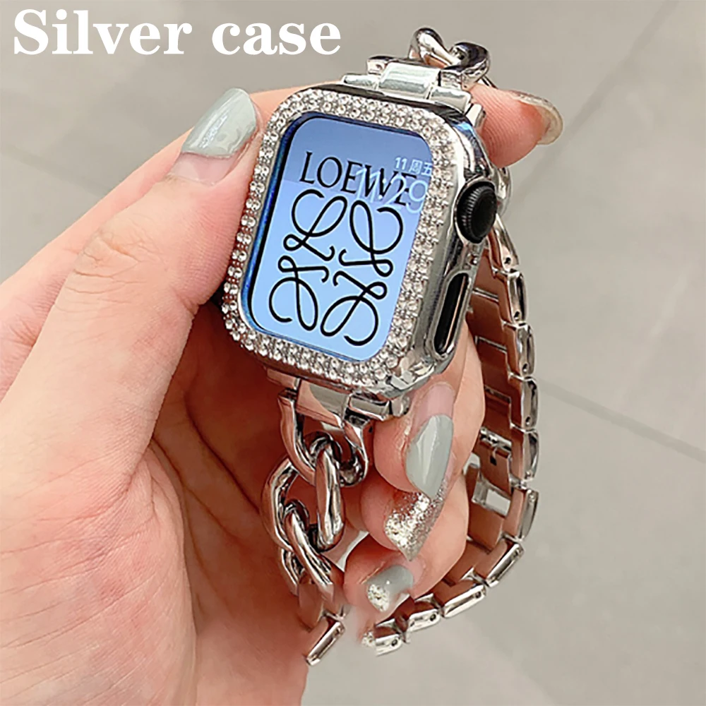 Fashion strap for apple watch 8 7 SE 6 5 4 3 2 1 of 38mm 40mm 41mm 42mm 44mm 46mm45mm 49mm stainless steel  watchband for Iwatch