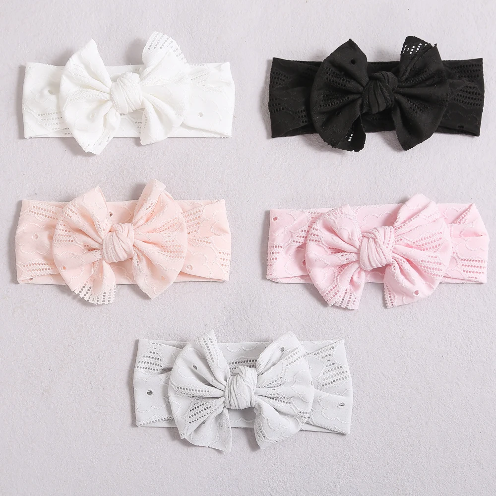 10PCs/Lot Newborn Baby Headband Soft Bow Knot Hairband Girls Lace Hollow Headwrap Turban Children Hair Accessories Lovely