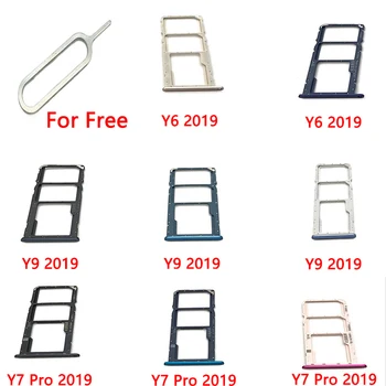 โทรศัพท์ชิปซิมการ์ด SD ถาดสําหรับ Huawei Y6 Y9 Y7 Pro 2019 ซิมการ์ด Micro SD ถาดซิมการ์ดอะแดปเตอร์ + เปลี่ยน
