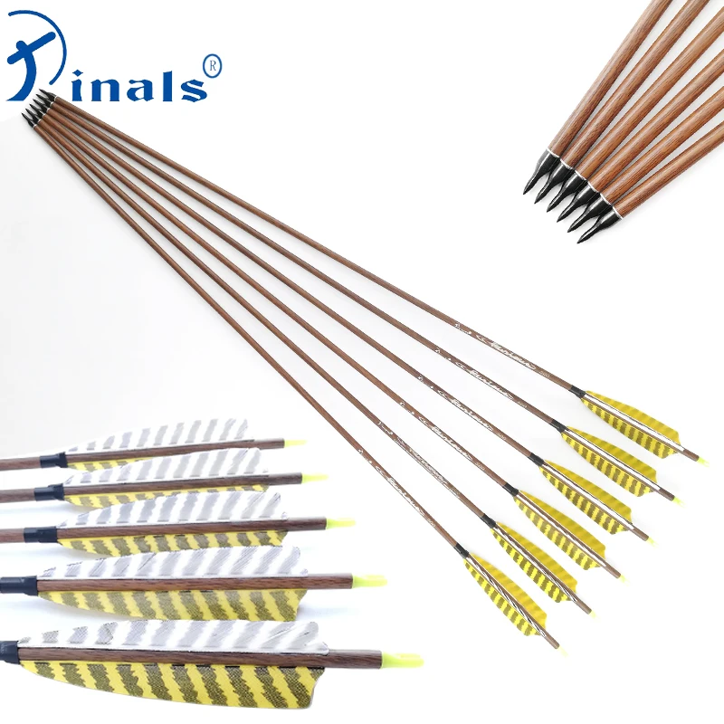 

Inals Archery Spine 400 500 600 ID6.2mm Wood Skin Carbon Arrows Shaft Turkey Vanes Compound Traditional Recurve Bow Hunting