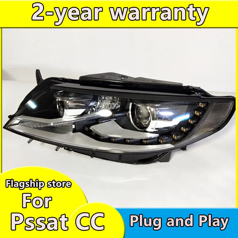 Headlights For Volkswagen Passat cc  2010-2020  Car Led Lights Double Xenon Lens Car Accessories Daytime Running Lights