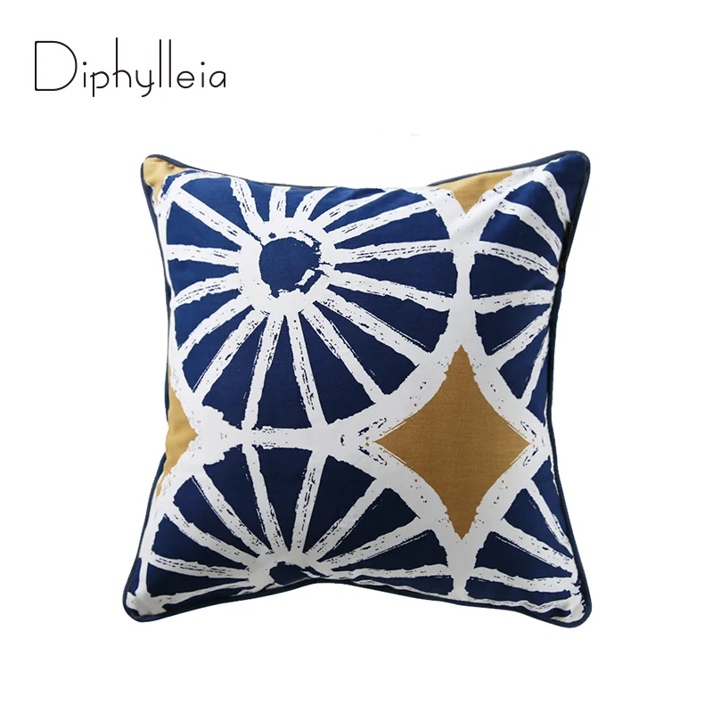 Diphylleia Cotton Textured Cushion Cover Exclusive Design The Wheel Of Happiness Chinese Geometric Throw Pillow Case 45x45cm