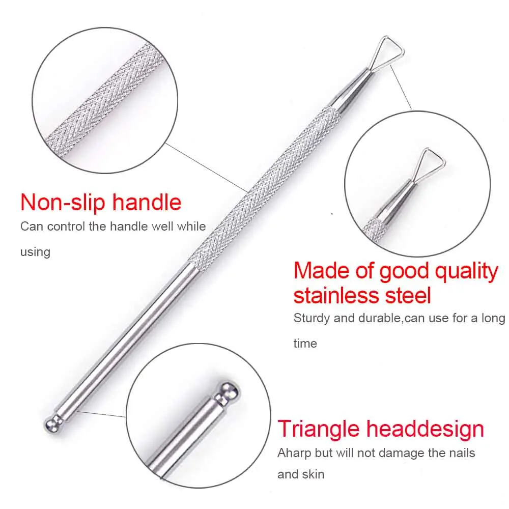 Gel Polish Remover Cleaner Nail UV Gel Remover Culticle Pusher Dead Skin Removing Stainless Steel Stick Rod Manicure Nails Tool