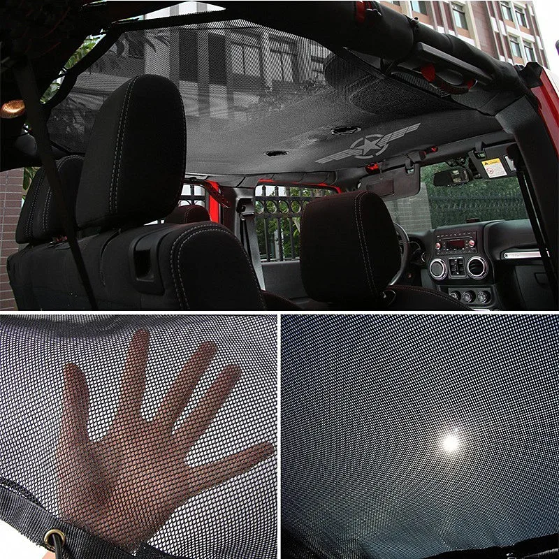 Sansour Various Styles 2/4 Door Car Top Sunshade Mesh Cover Roof UV Proof Protect Net for Jeep Wrangler JK 2007+ Car Accessories
