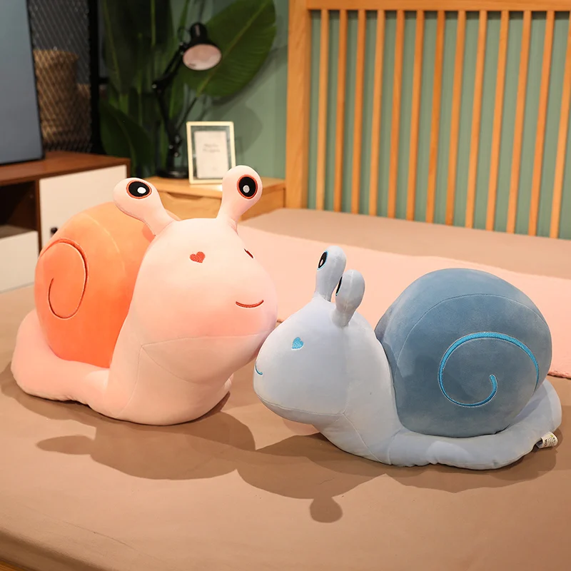 20~60cm Cartoon Colorful Snails Doll Squishy Down Cotton Stuffed Animal Short Plush Toy Pink Yellow Blue Present Gift