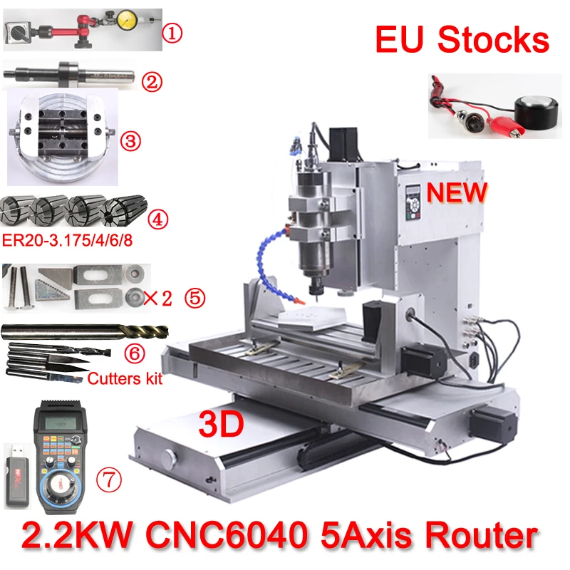 EU STOCK CNC 5 axis Router CNC 6040 Engraving Machine USB Ball Screw CNC Pillar Type Wood Aluminum Copper Metal Milling Machine