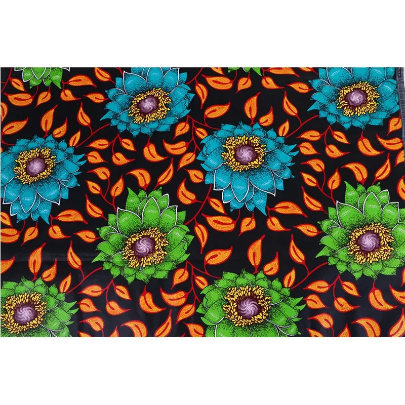 Tela 2019 algodón con estampado de hojas y flores, tejido azul y verde, naranja, 100% yardas,