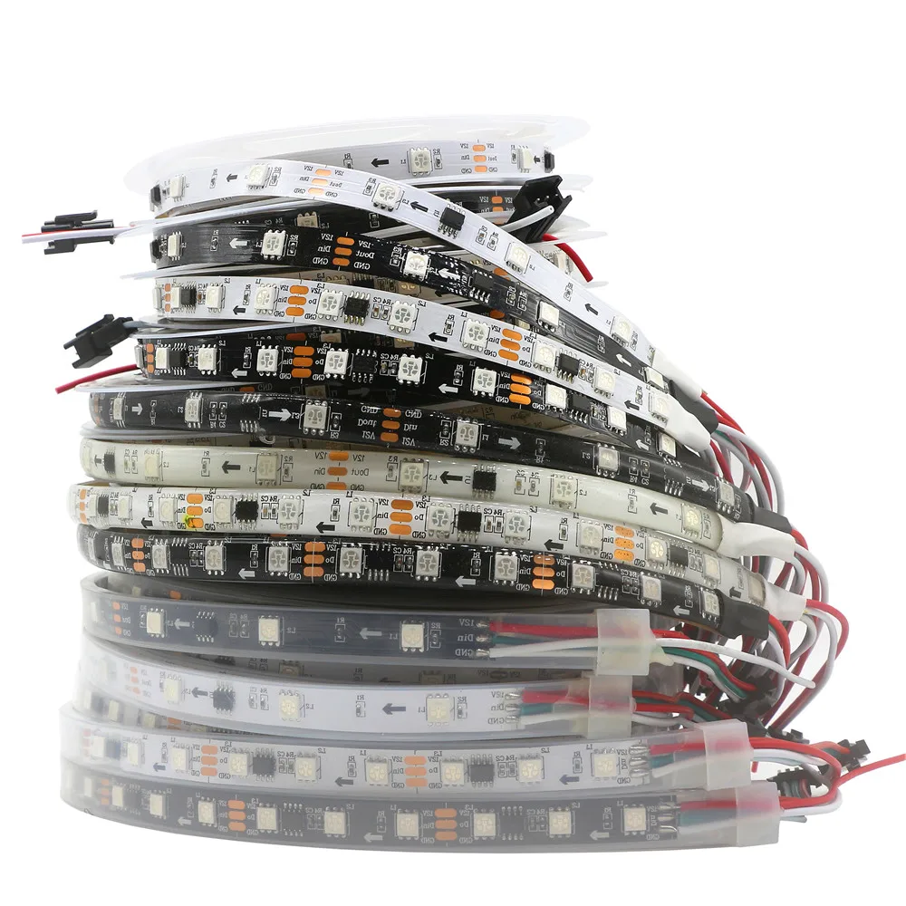 WS2811 RGB Led Strip Light 5050 SMD Addressable 30 60 LEDs External 1 IC Control 3 Leds IP30/IP65/IP67 Smart Pixel Lights DC12V