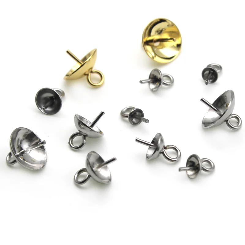 

Stainless Steel Charms Eye Pin Bails Beads End Caps Clasps Pins Connectors For DIY Pendant Jewelry Making Finding Accessories