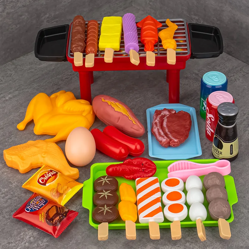 Kids Barbecue Food Set Kitchen Pretend Play Cooking Toys Girl Early Education Outdoor BBQ Parents-Child Interactive Toy