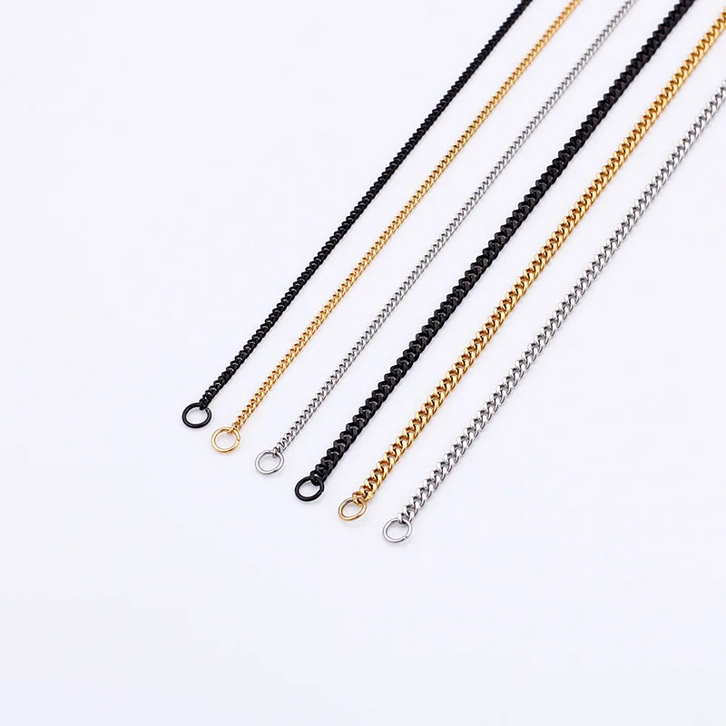 3MM 3.5MM Small Cuban Chains Necklaces Stainless Steel Jewelry DIY Pendant Necklace Wholesale USENSET