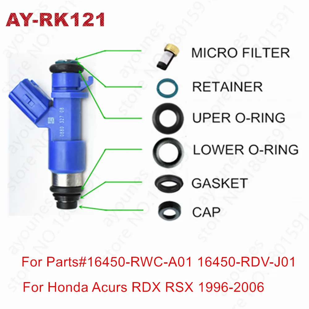 

40kits Fuel injector repair kits for Honda Acura RDX Denso Injectors 410cc B16 B18 K20 K24 DC EG EK ITR CTR Type for AY-RK121