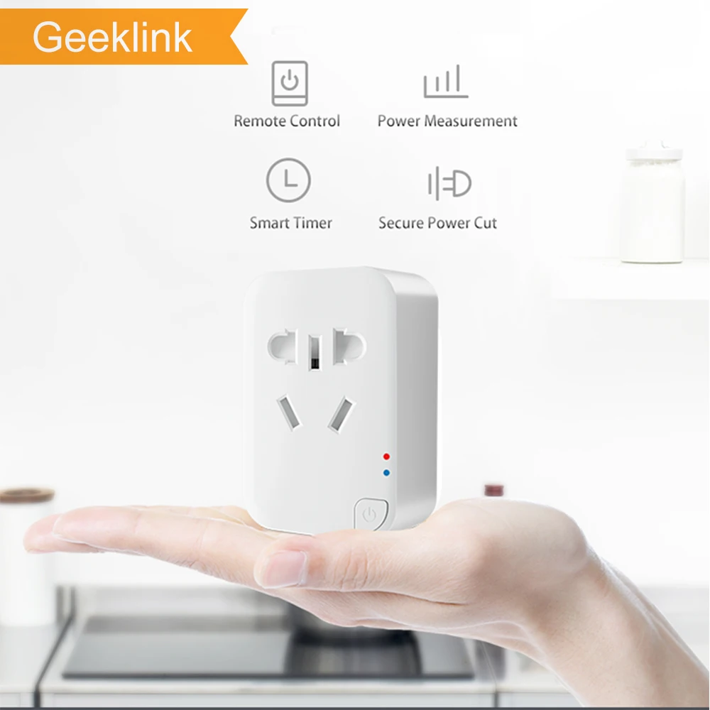 Geeklink-enchufe inteligente Wifi con Control remoto por aplicación, enchufe de EE. UU./UE/AU, módulo de temporizador de salida inalámbrica para Android e iOS, Automatización del hogar inteligente
