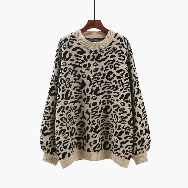 Autumn 2020 new leopard print sweater women\'s pullover Korean version loose lazy style small fresh sweater top