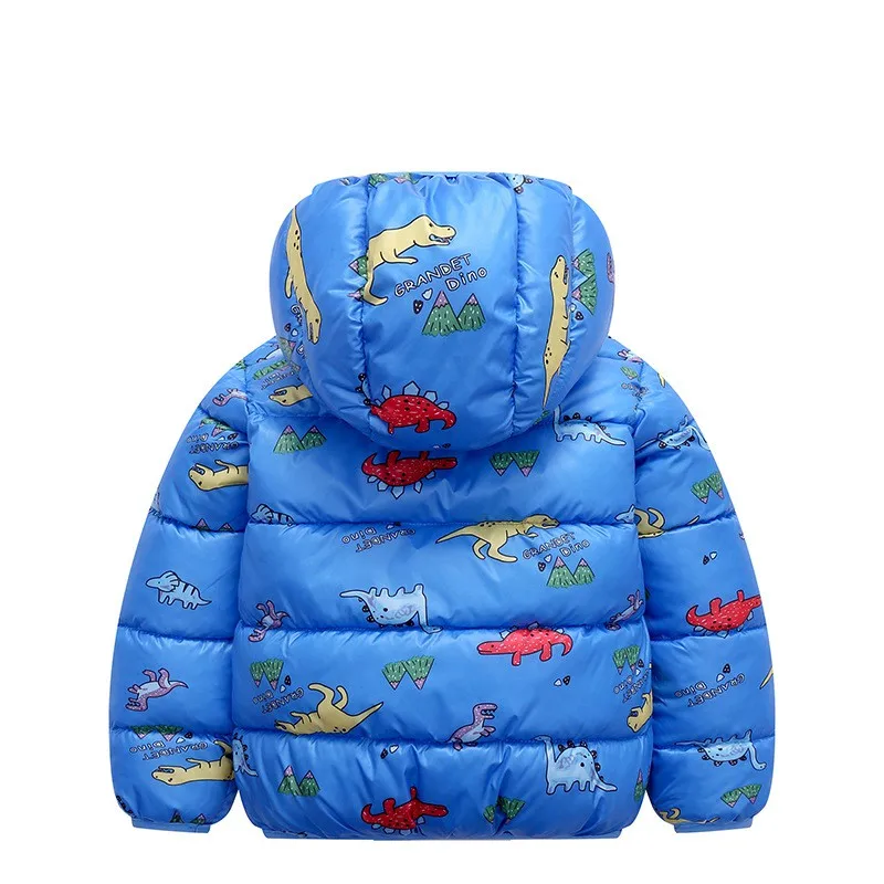 Roaring Style: Children\'s Winter Dinosaur Hooded Coat - Cartoon Down Jacket with a Fashionable Twist