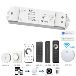 調光器付きLEDストリップライト,wifiスイッチ,rf,V1-L g,12v 24v 1ch 15a pwm 0-100%,2.4g,リモコン,調光器