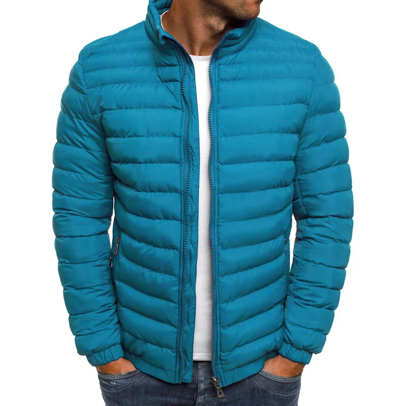 Trendy Parker Jacket Winter Jacket Men\'s Cotton Puffer Jacket Solid Color Large Size Jacket Zipper Street Wear Casual Jacke