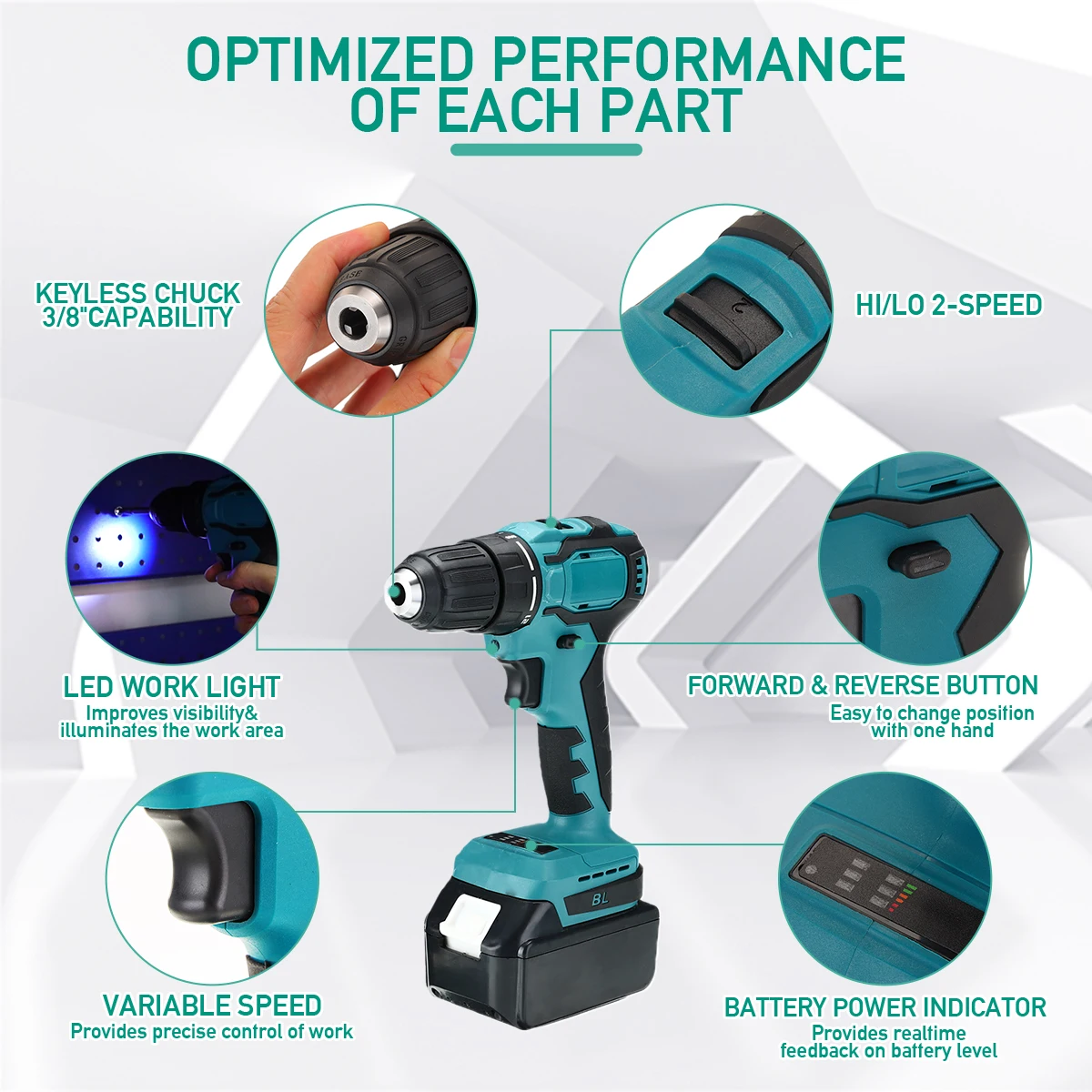 Cordless Screwdriver Impact Wrench Electric Brushless 3 in 1 DIY Home Power Tool Rechargeable for 18V Makita Battery