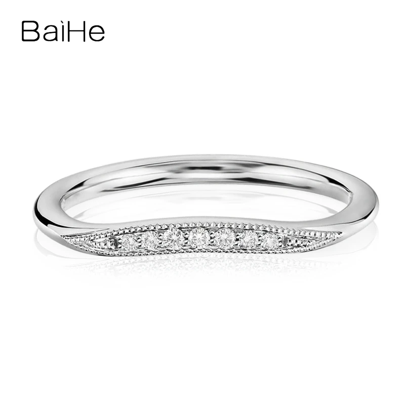 

BAIHE Solid 18K White Gold 0.05ct H/SI Natural Diamond Ring Women Wedding Proposal Ring Trendy Fine Jewelry Making Anel Cincin