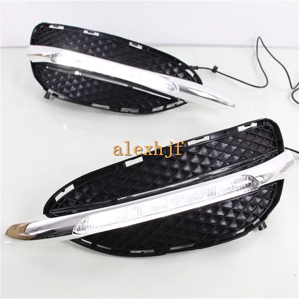 July King LED Daytime Running Lights DRL With Fog Lamp Case for Benz W212 E class 2014-2015 E180 E200 E260 E320 E400